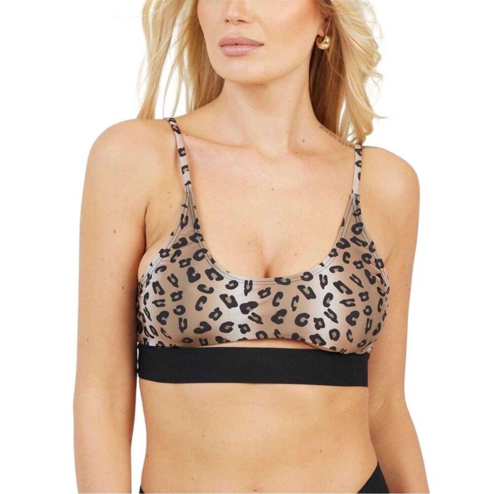 Brave Soul Womens/Ladies Leopard Print Bikini Top / Black